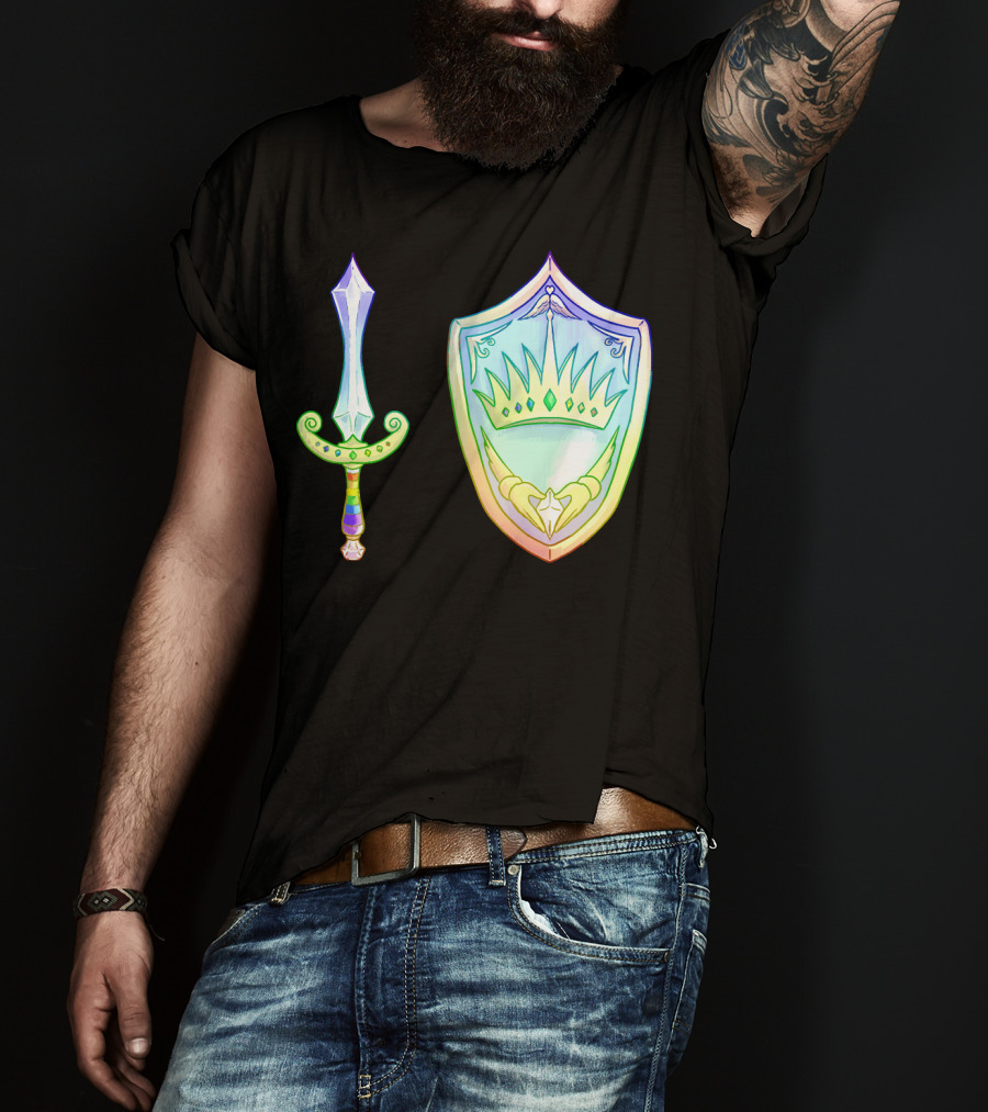 Rainbow Armory Crystal Sword Shield Crown T-Shirt