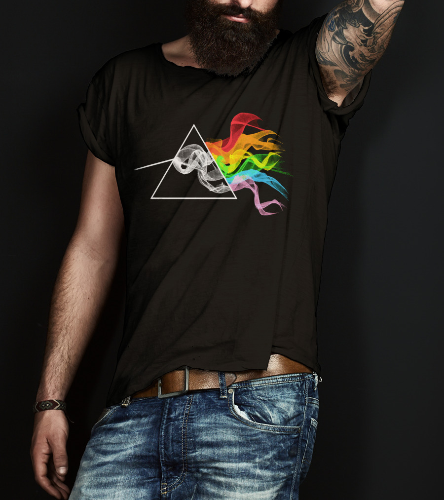 Smoking Dark Side Of The Moon Prism Rainbow Smoke T-Shirt