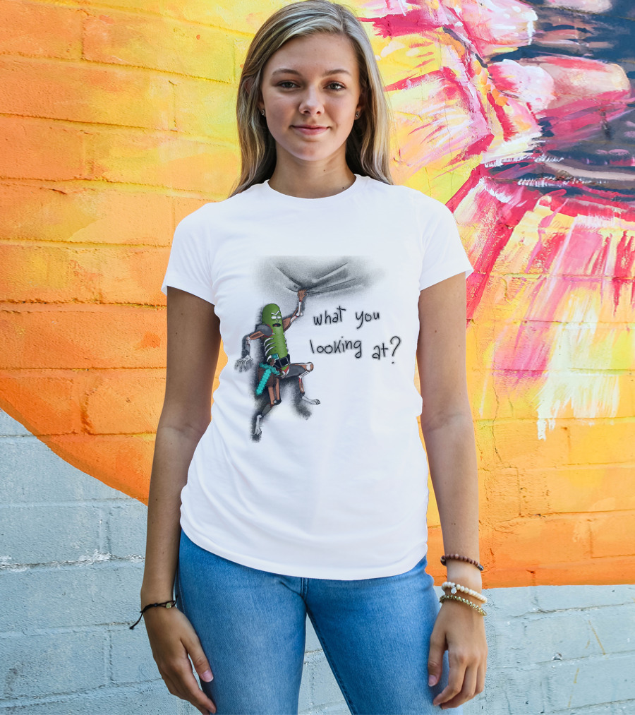 What You Looking At Pickle Rick Adventure T-Shirt