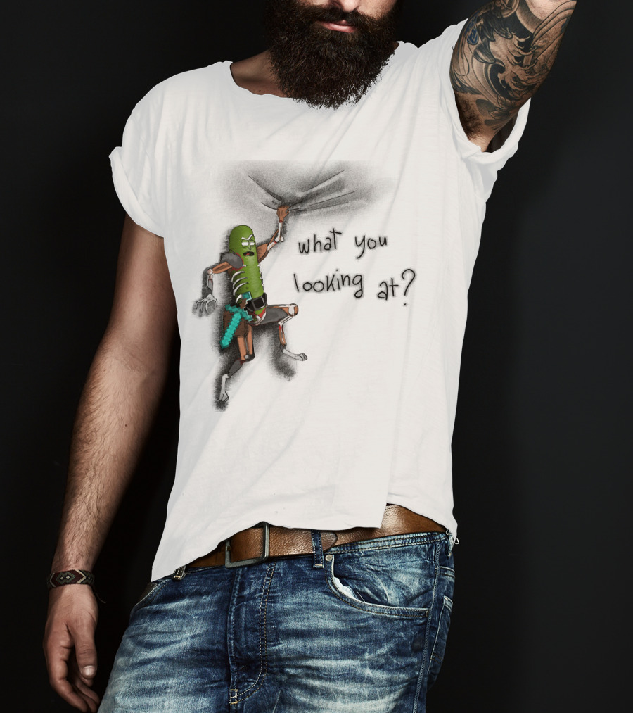 What You Looking At Pickle Rick Adventure T-Shirt