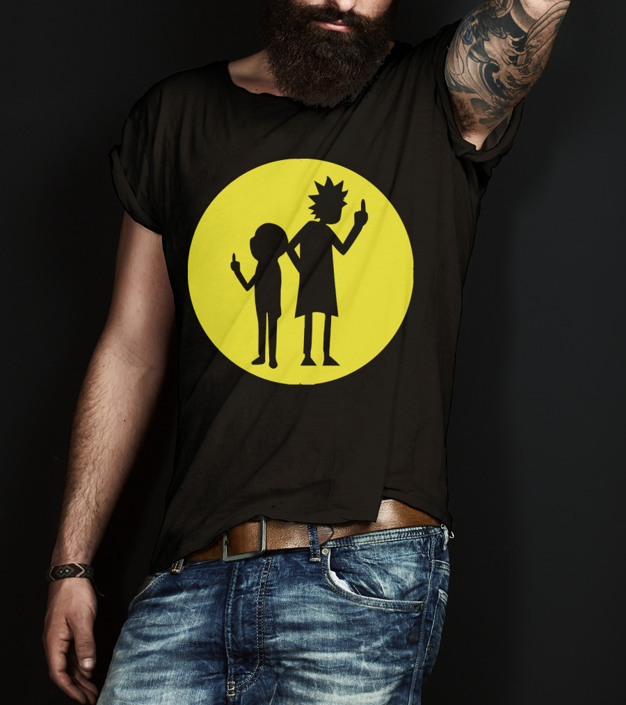 Rick And Morty Silhouette Circle Middle Finger T-Shirt