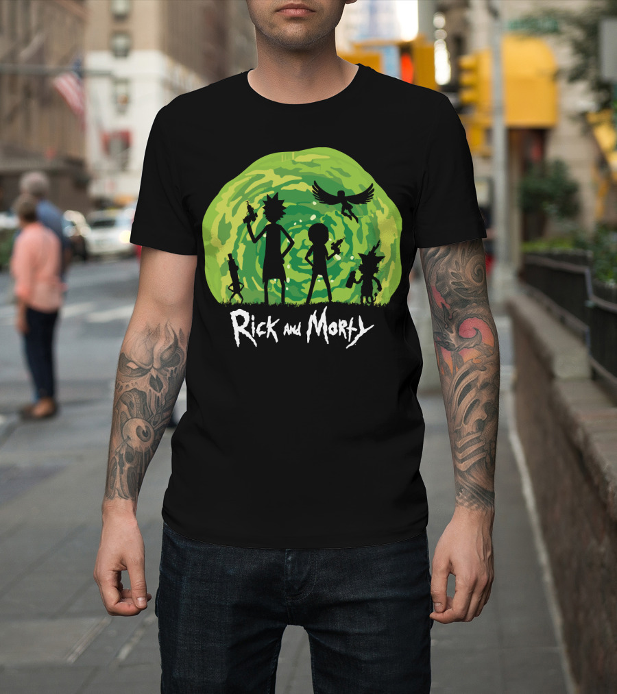 Rick And Morty Schwifty Patrol Silhouette Portal Adventure T-Shirt