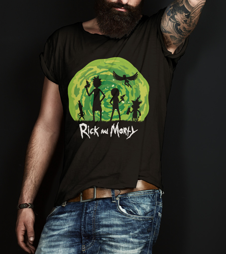 Rick And Morty Schwifty Patrol Silhouette Portal Adventure T-Shirt