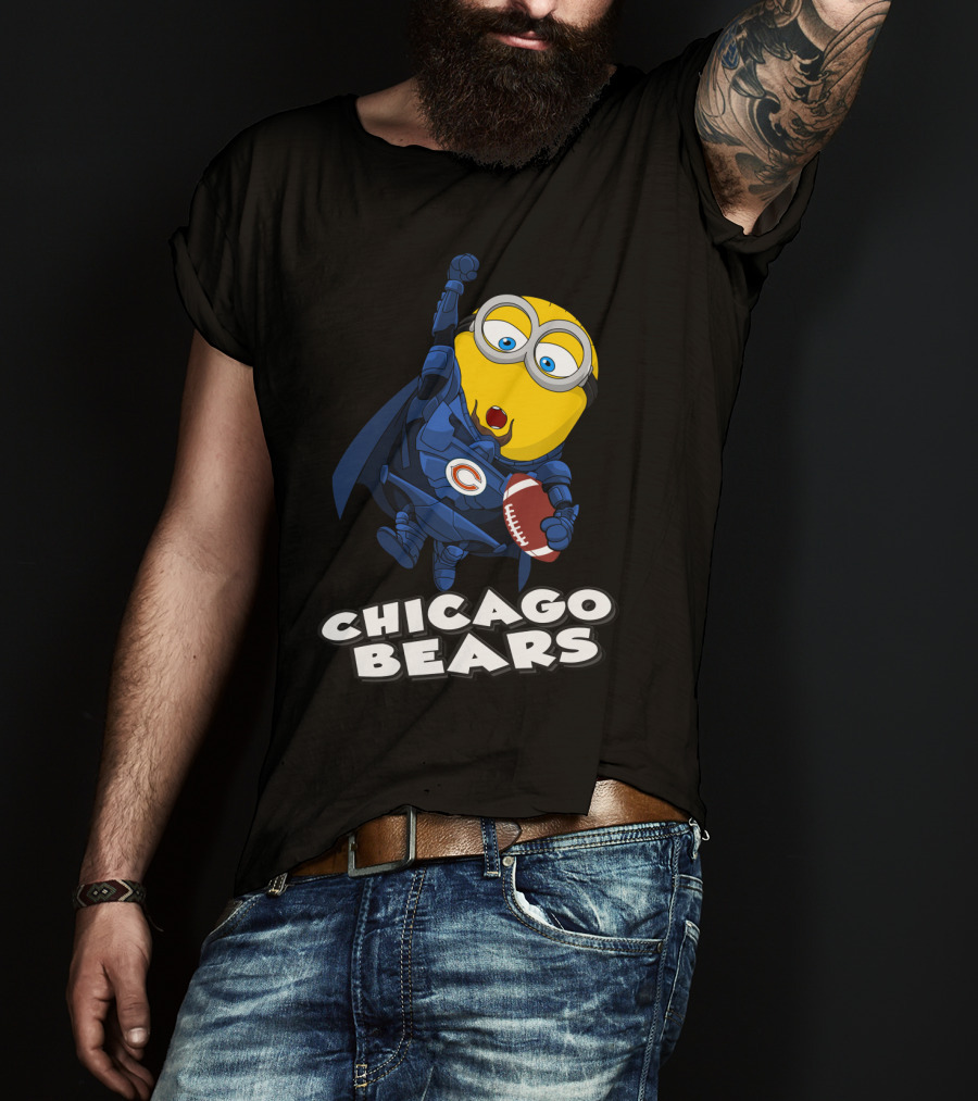 Chicago Bears Minion Football Character With Cape T-Shirt