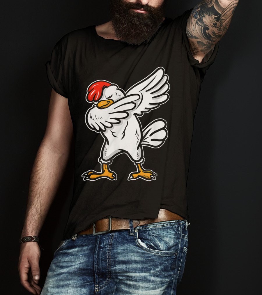 Dabbing Chicken Icon With Red Comb And White Feathers T-Shirt