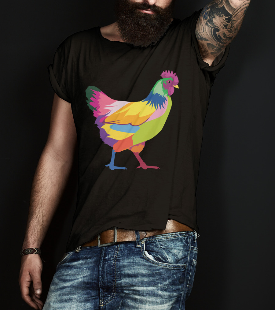 Colorful Rainbow Chicken Hen For Mama T-Shirt