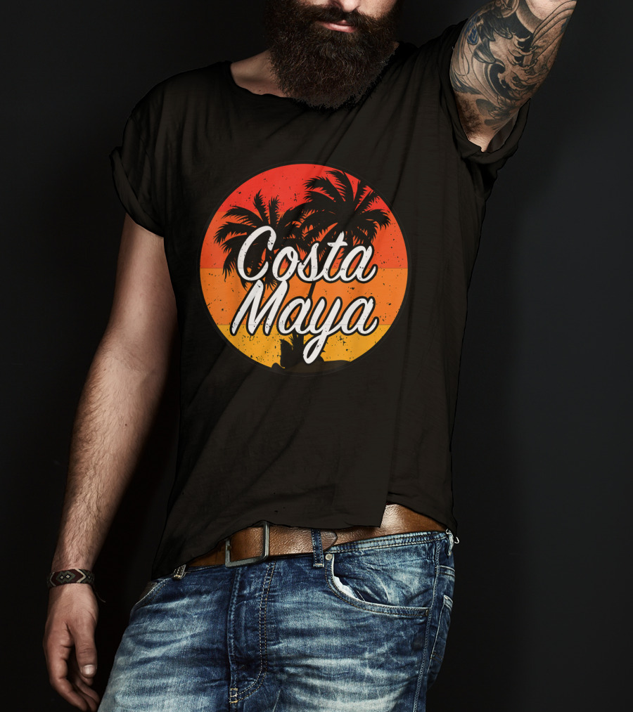 Costa Maya Mexico Vintage Sunset Palm Trees T-Shirt