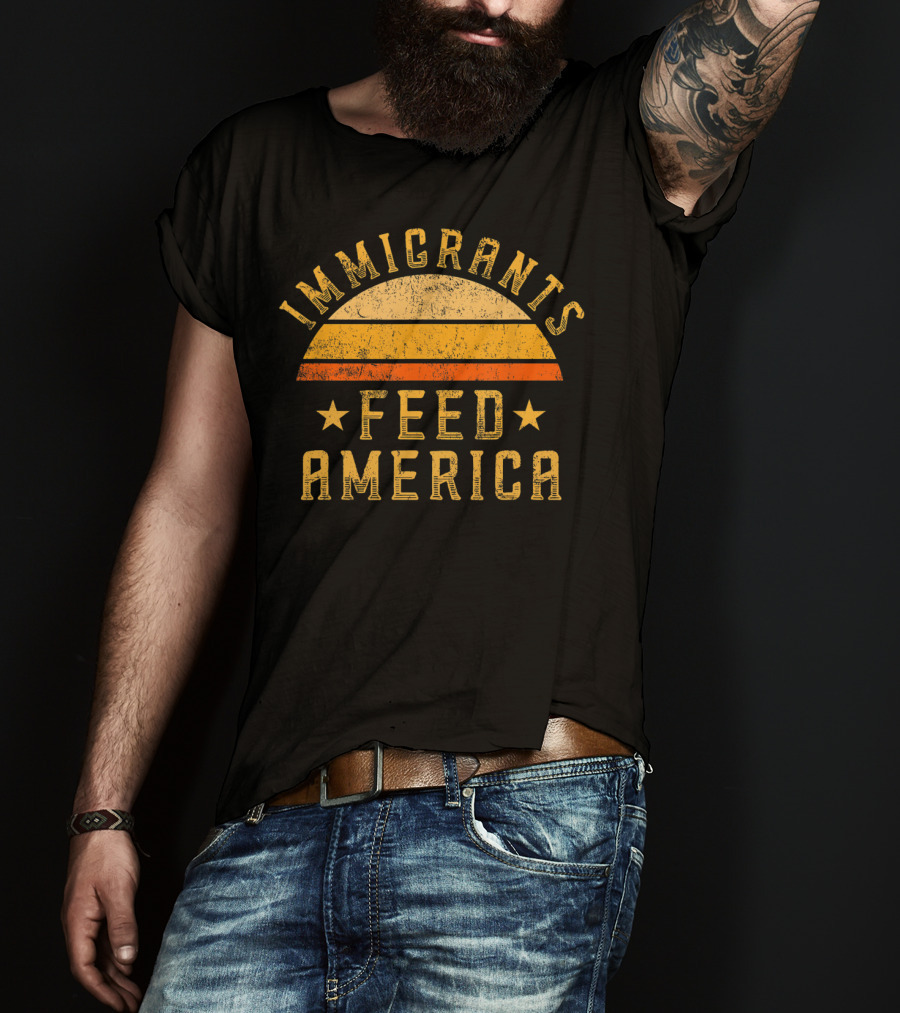 Immigrants Feed America Vintage Sunset Support T-Shirt
