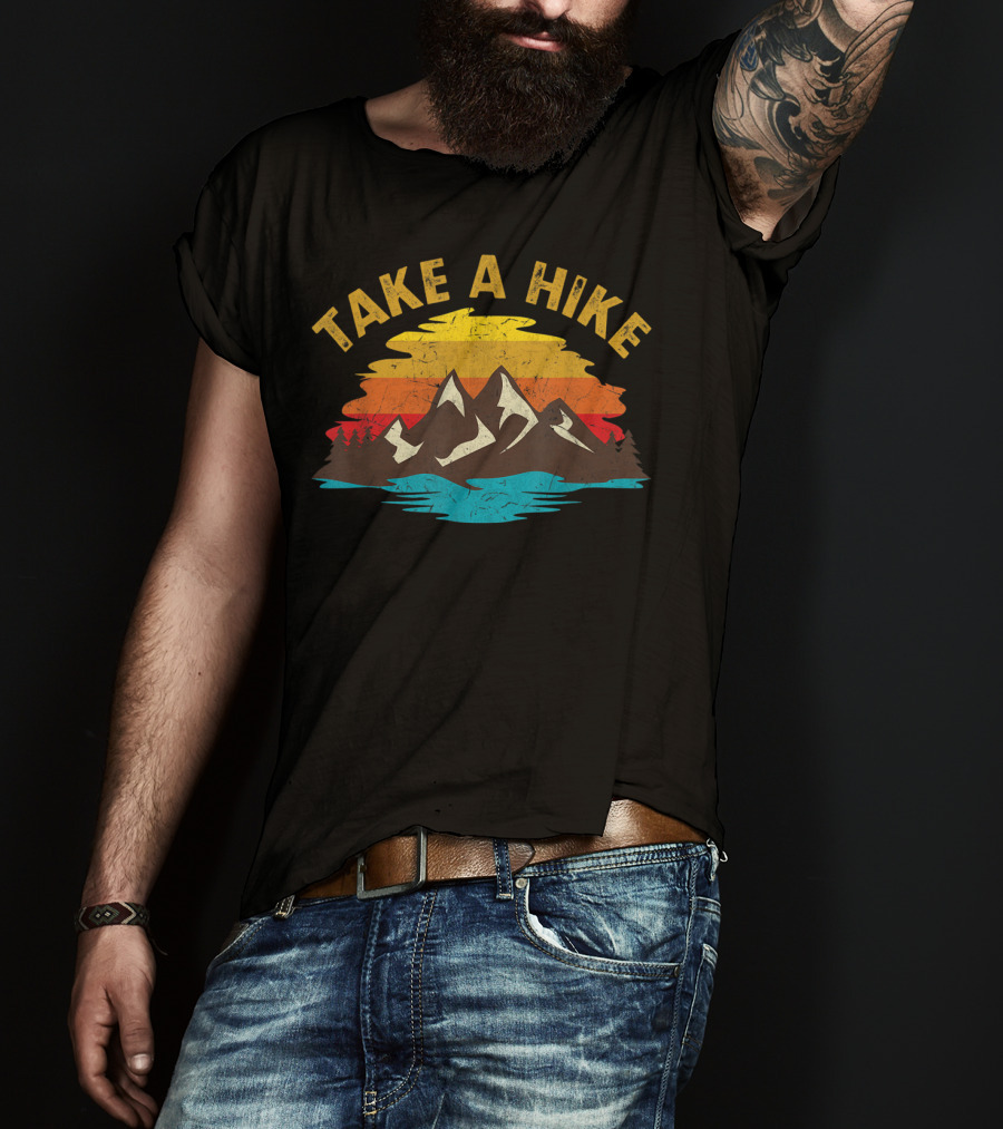 Take A Hike Vintage Style Sunset Mountains Nature T-Shirt