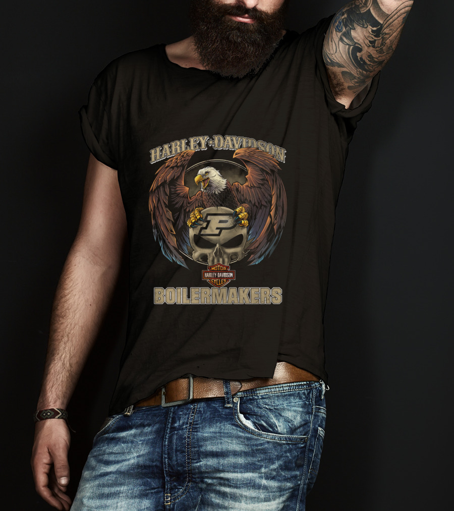Harley Davidson Purdue Boilermakers Eagle And Skull T-Shirt
