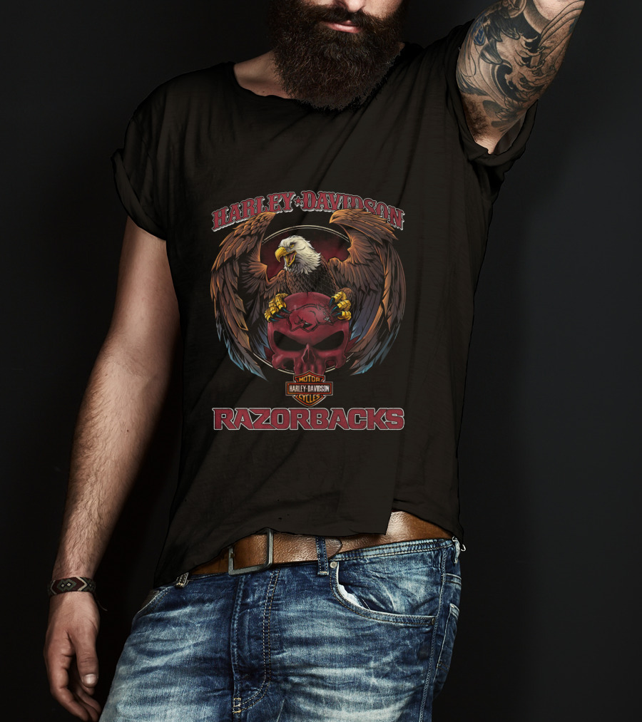 Harley Davidson Razorbacks Eagle Motor Cycles T-Shirt