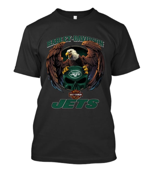 Harley Davidson New York Jets Motorcycle Eagles Motor Cycles T-Shirt
