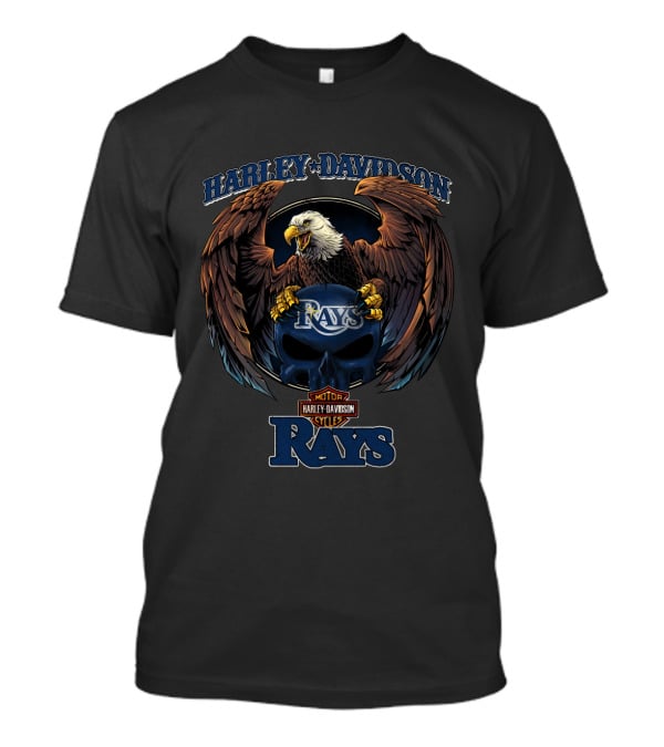 Harley Davidson Rays Vmlb Tampa Bay Eagles And Skulls Motif T-Shirt