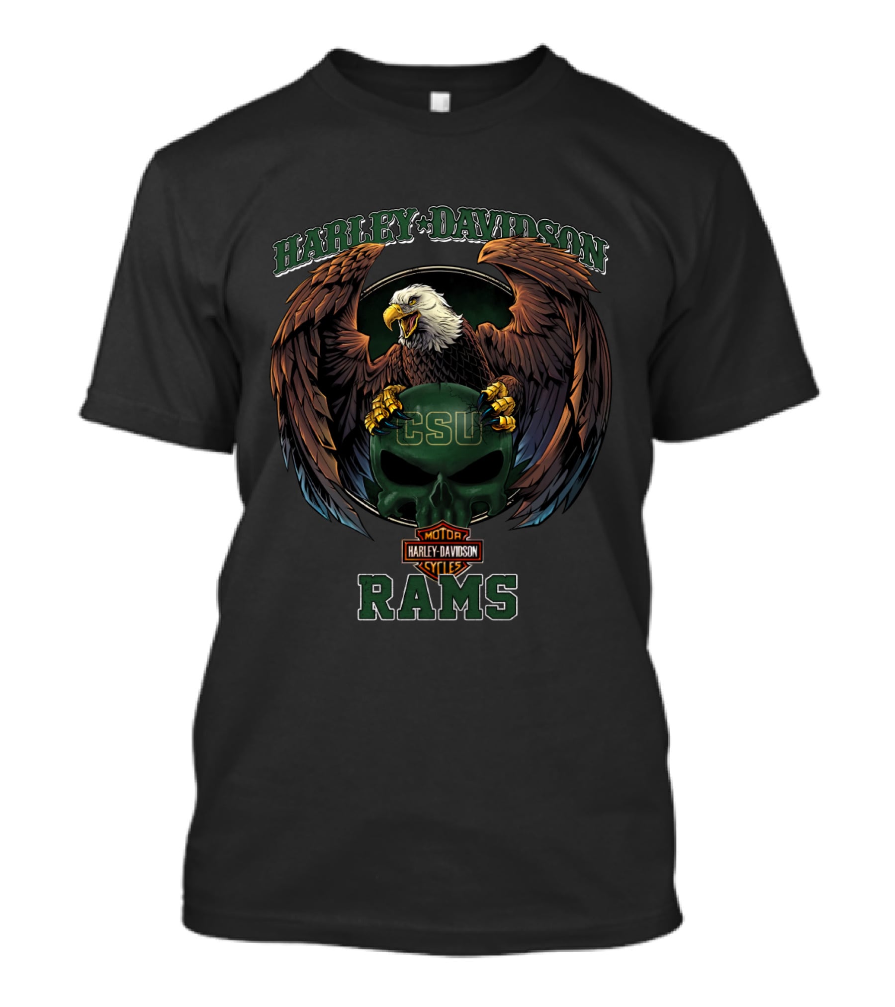 Harley Davidson Csu Rams Football Eagles Skull T-Shirt