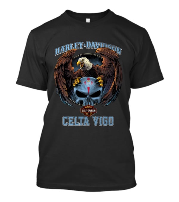 Harley Davidson Motor Cycles Celta Vigo Eagle Skull T-Shirt