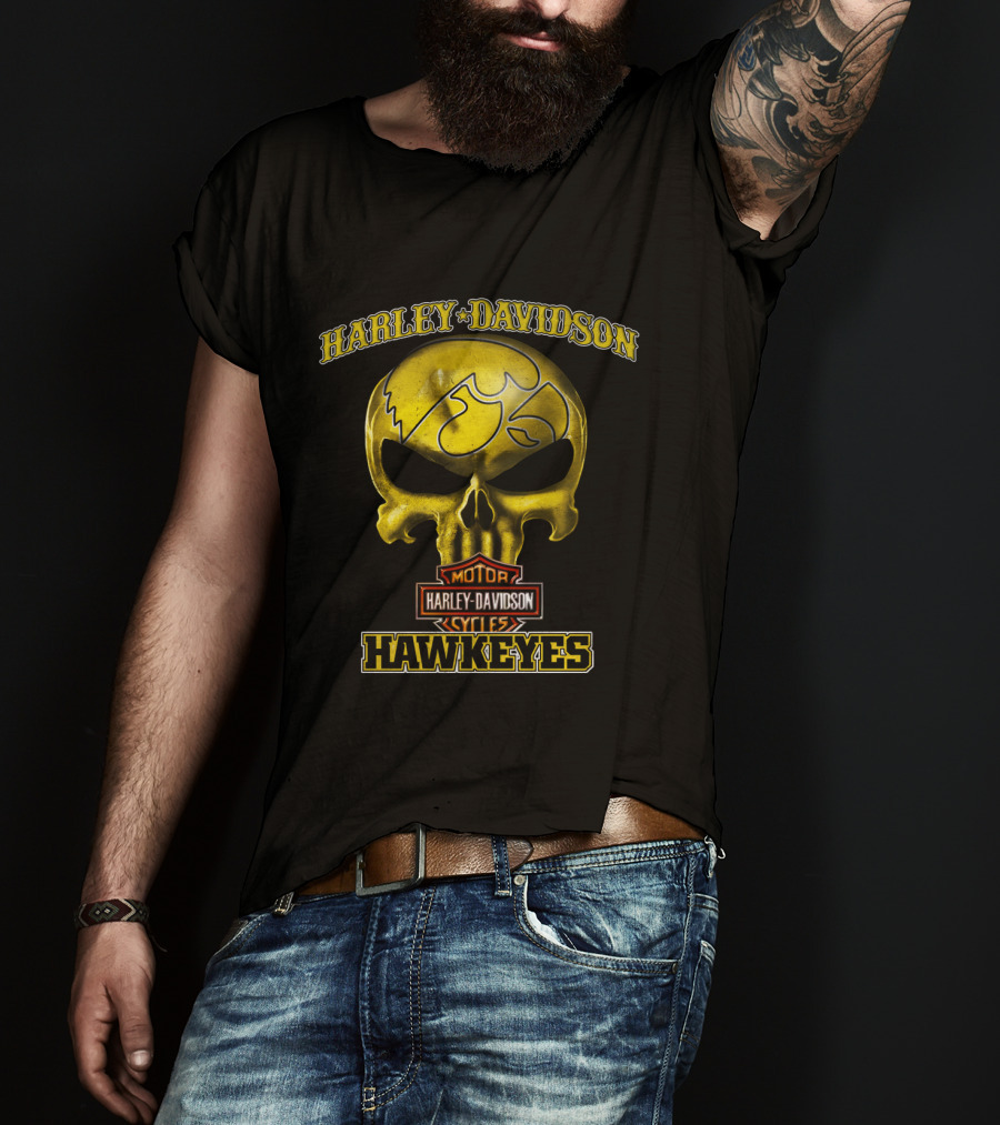 Harley Davidson Iowa Hawkeyes Skull T-Shirt