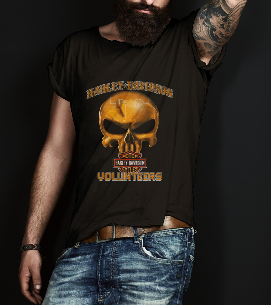 Harley Davidson Skull Tennessee Volunteers Motor Cycles T-Shirt