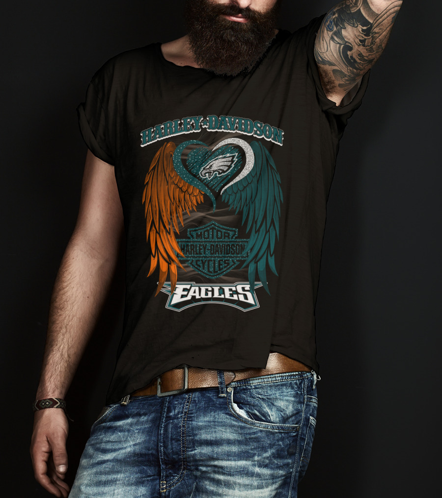 Harley Davidson Philadelphia Eagles Motor Cycles Nfl T-Shirt