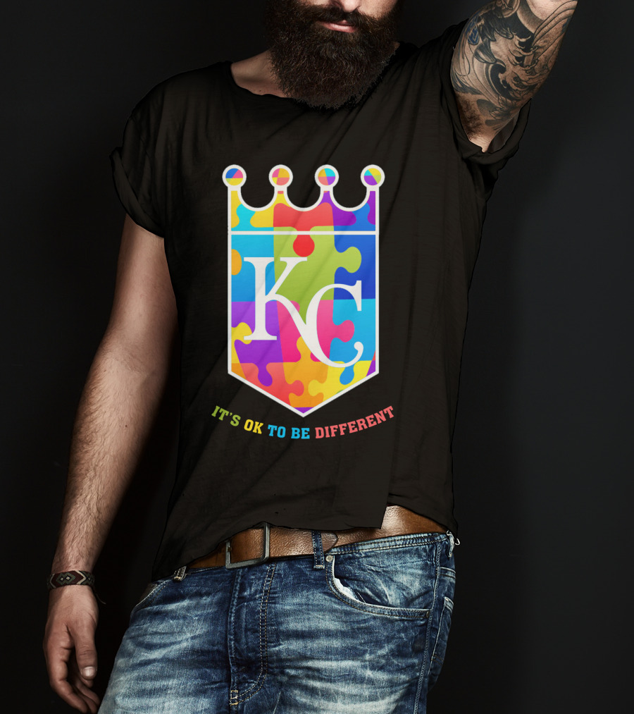 Kansas City Royals KC Puzzle Crown It's OK To Be Different T-Shirt