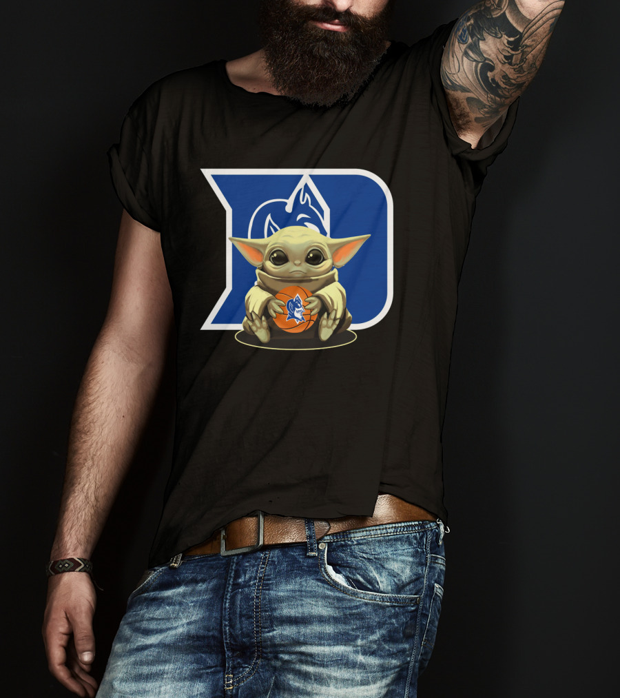 Baby Yoda Basketball With Duke Blue Devils T-Shirt