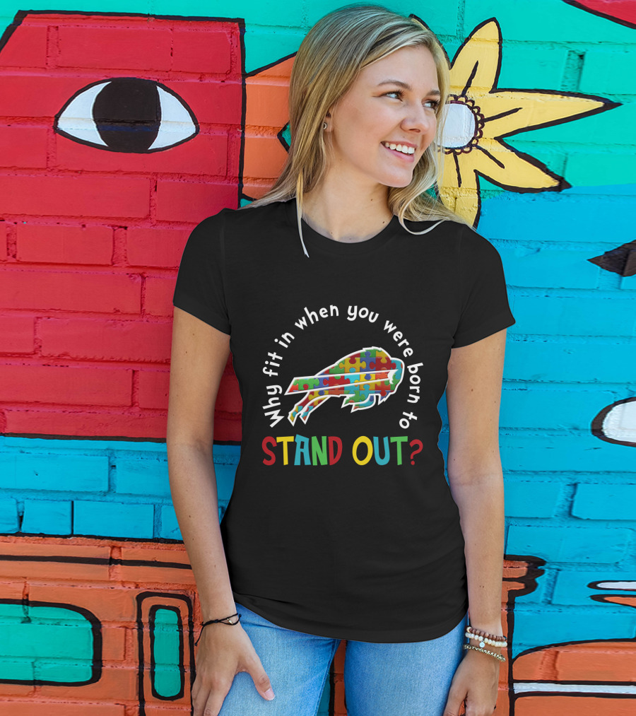 Why Fit In When You Were Born To Stand Out Buffalo Puzzle T-Shirt