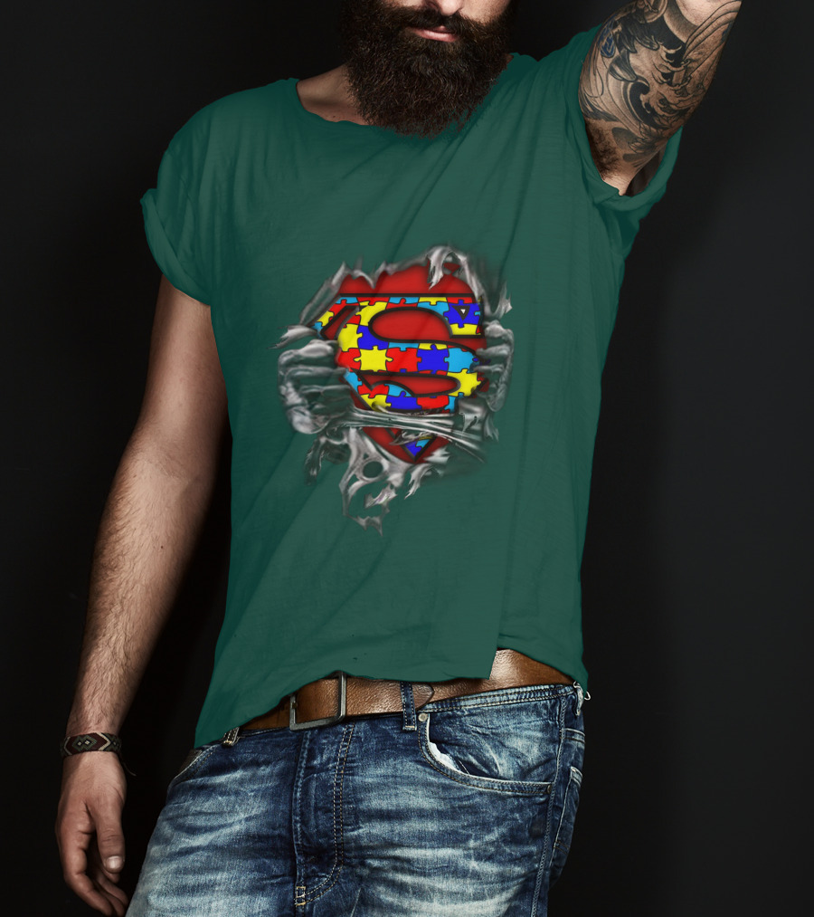 Superman Autism Strong Puzzle T-Shirt
