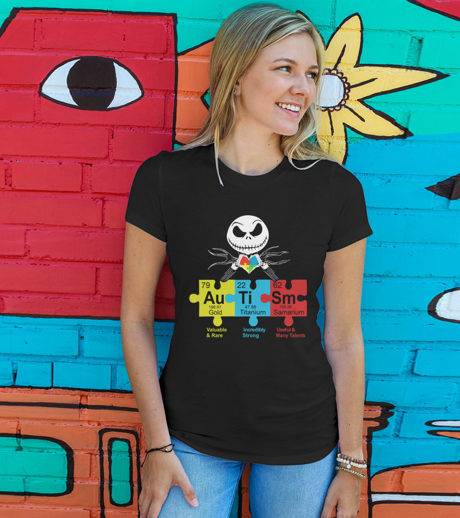 Autism Gold Titanium Samarium Jack Skellington Puzzle Elements T-Shirt