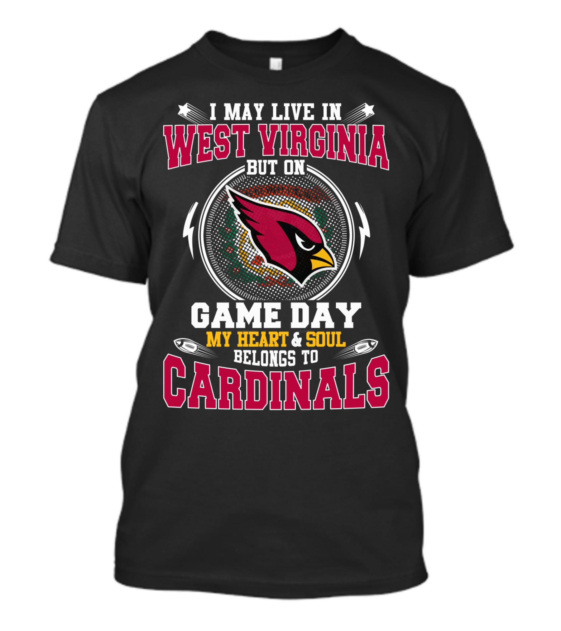 West Virginia Game Day Heart And Soul Cardinals T-Shirt