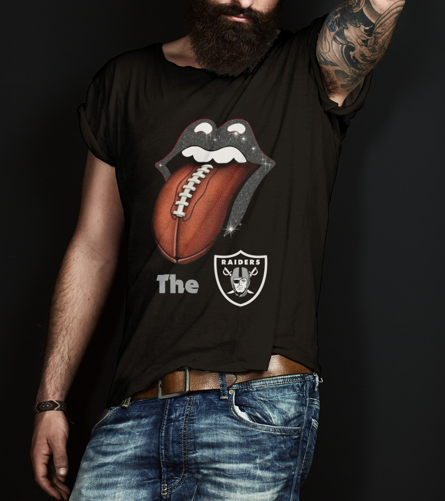 The Raiders Football Smile With Tongue And Shield T-Shirt