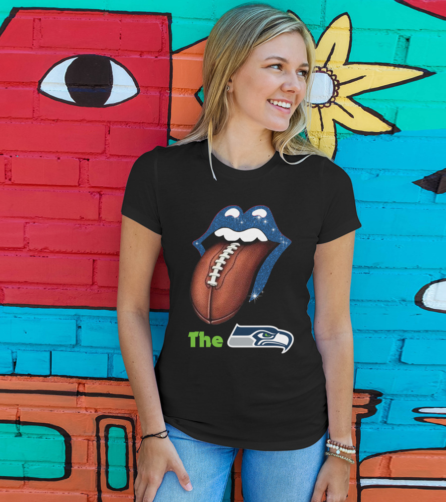 The Seahawks Sparkling Tongue With Football Smile T-Shirt