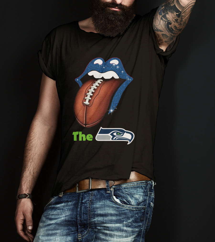 The Seahawks Sparkling Tongue With Football Smile T-Shirt