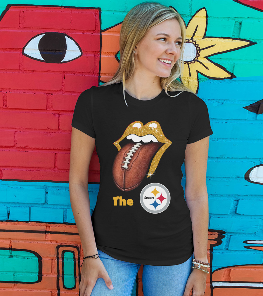 The Steelers Football Glitter Tongue T-Shirt