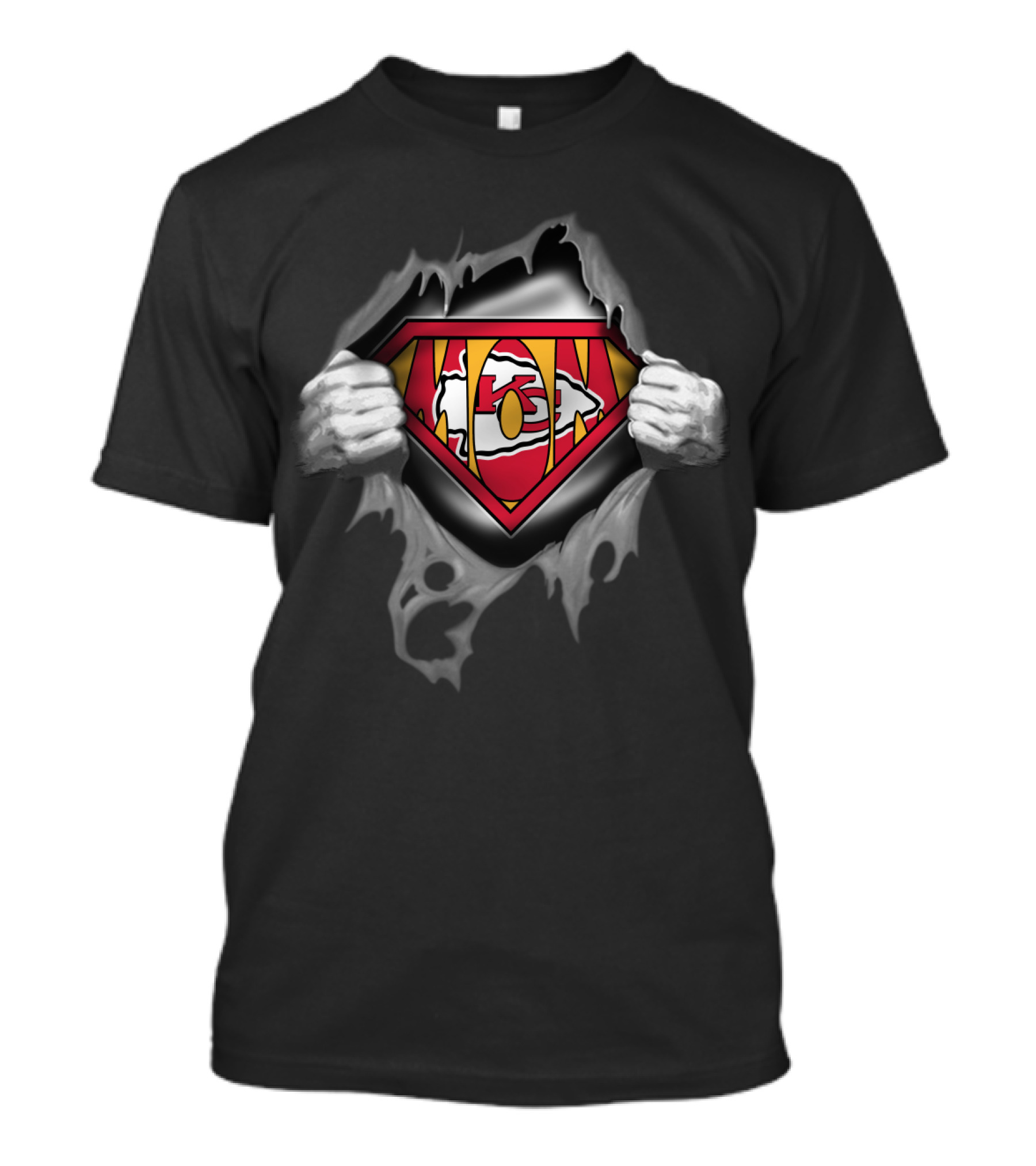 Super Mom Chiefs Logo Torn Chest T-Shirt