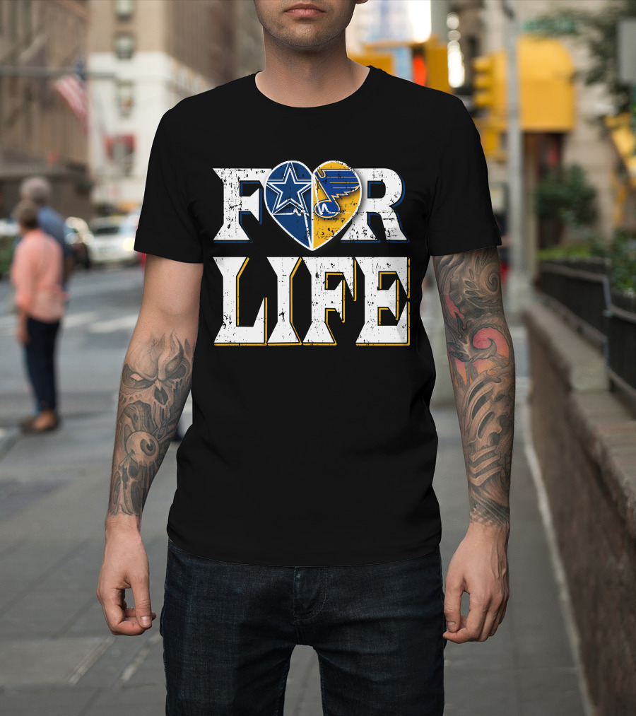 For Life Cowboys Blues Heart Star T-Shirt