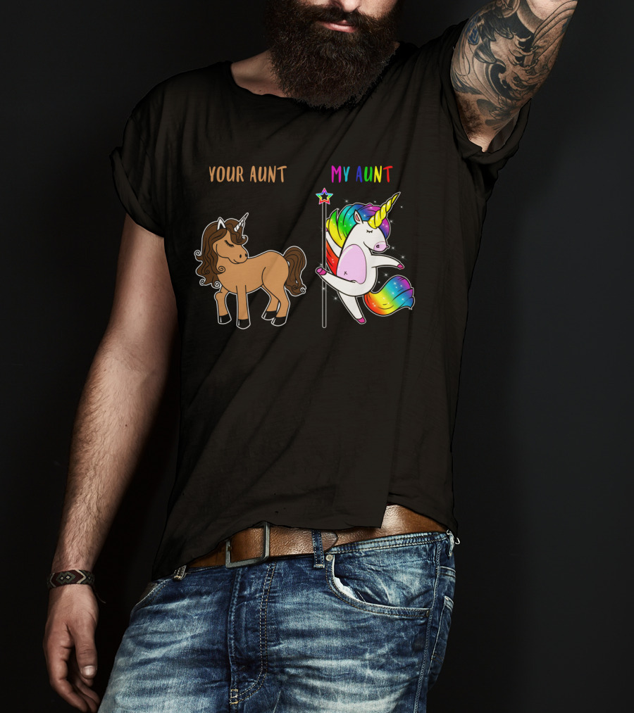 Your Aunt My Aunt Unicorn Dance Rainbow Star Fun T-Shirt