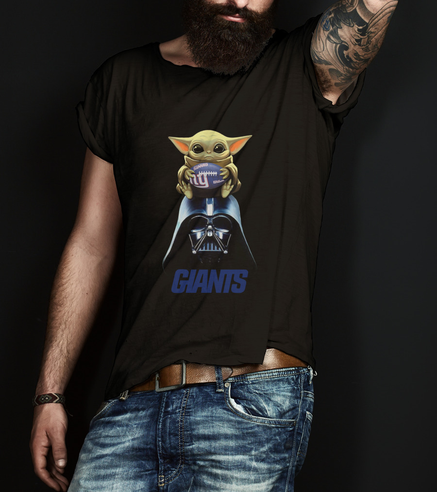 Baby Yoda Giants Football Darth Vader Crossover Nyg Nfl T-Shirt