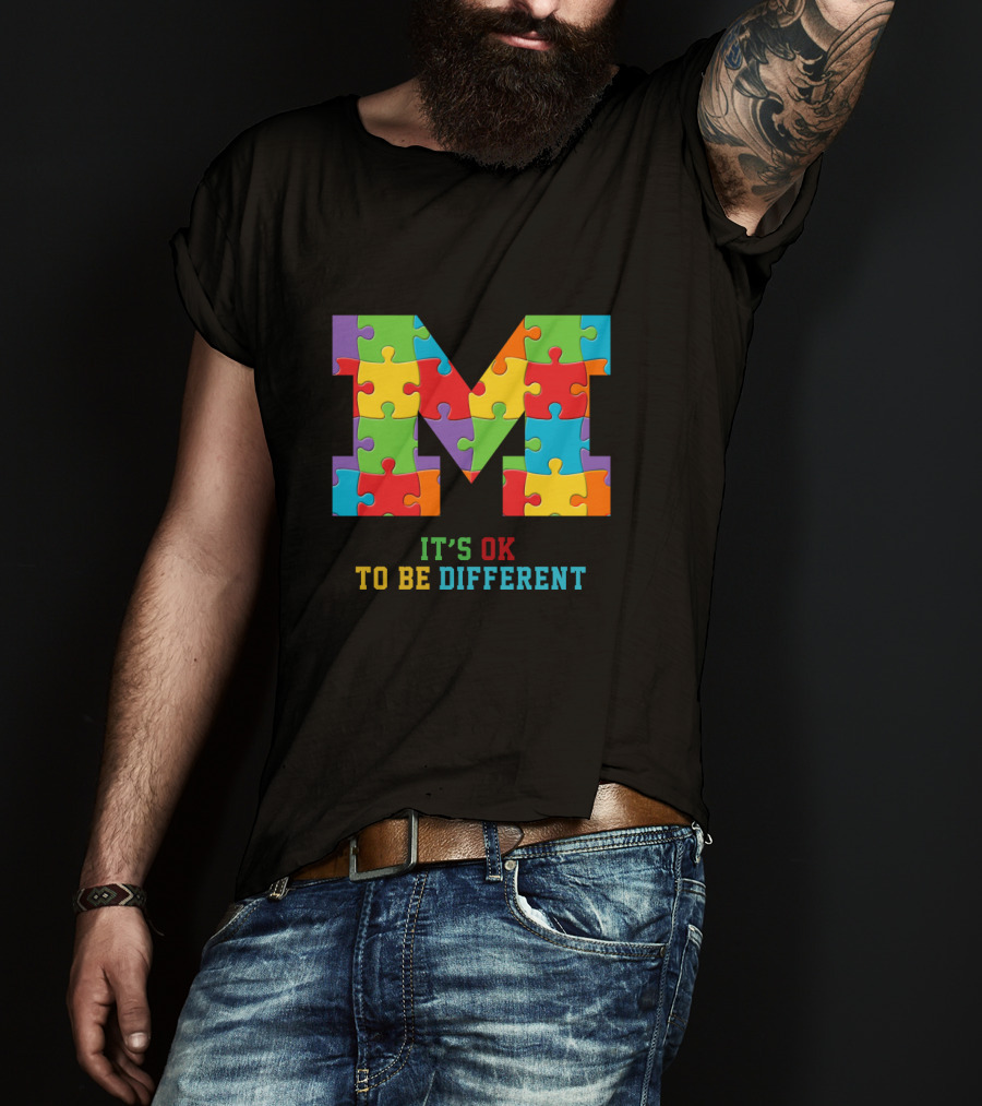 M It's Ok To Be Different Puzzle T-Shirt
