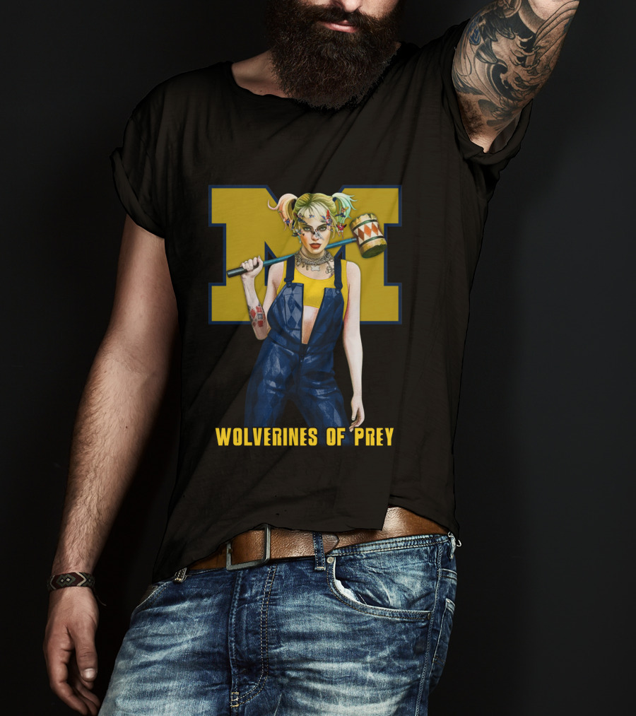 Wolverines Of Prey M Logo Harley Quinn Style T-Shirt