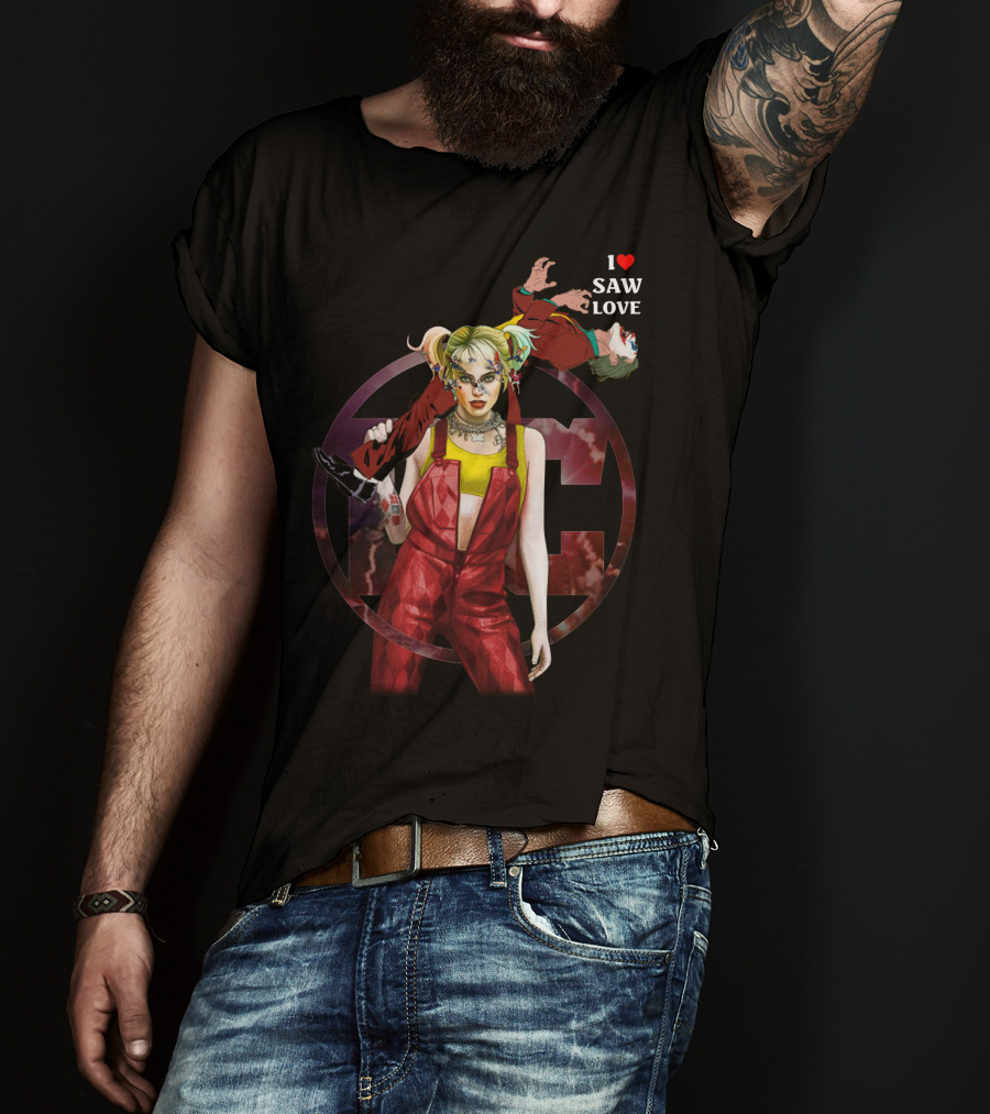 Harley Quinn Joker I Heart Saw Love T-Shirt