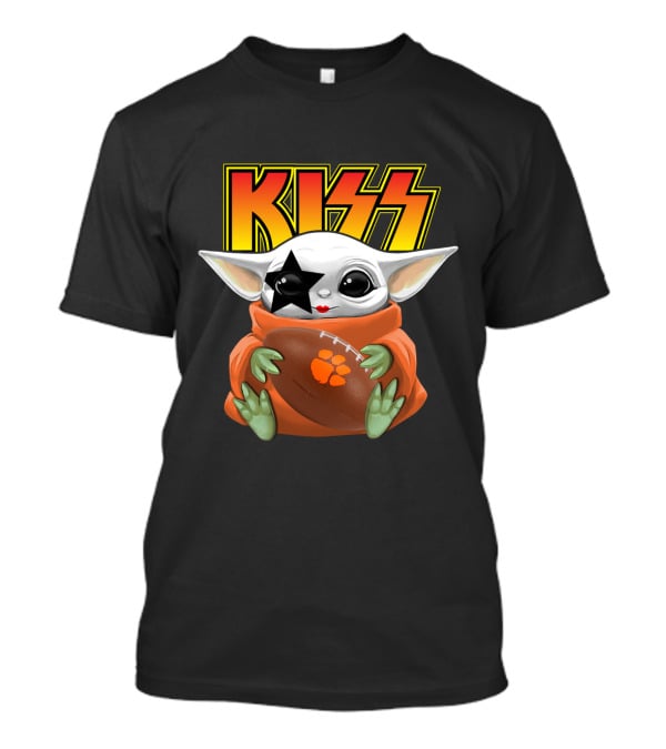 KISS Star Child And Clemson Tigers Football Baby Yoda T-Shirt