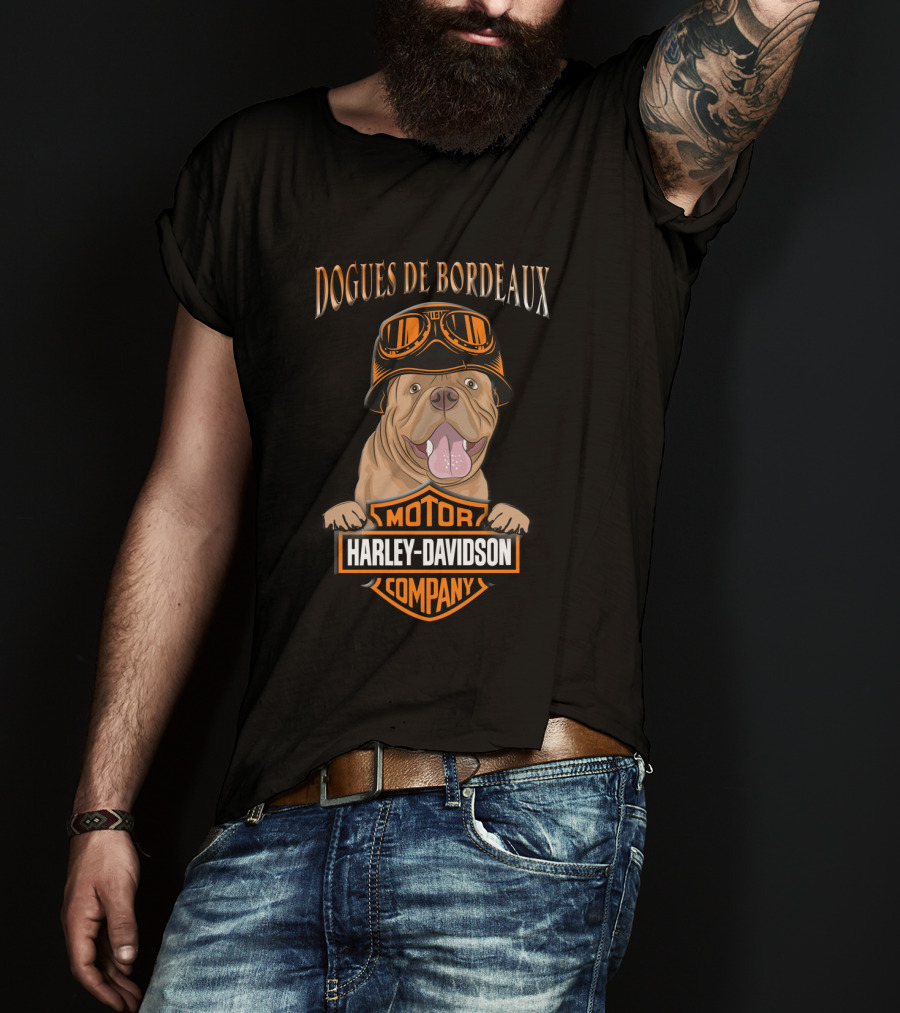 Dogue De Bordeaux Harley Davidson Motorcycle Goggles T-Shirt