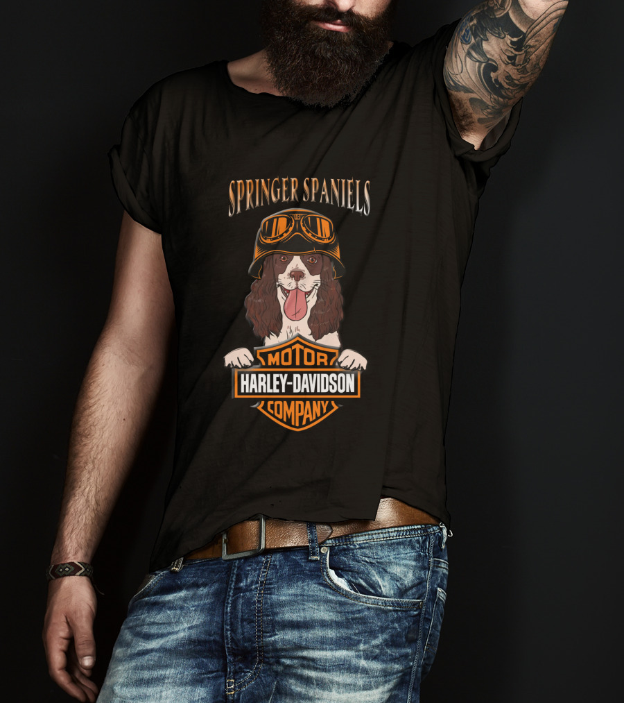 Springer Spaniels Harley Davidson Motorcycle Company T-Shirt