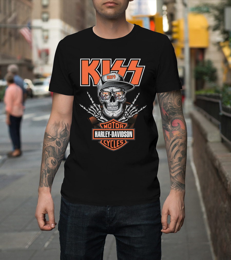 Kiss Harley Davidson Motorcycles Skull T-Shirt
