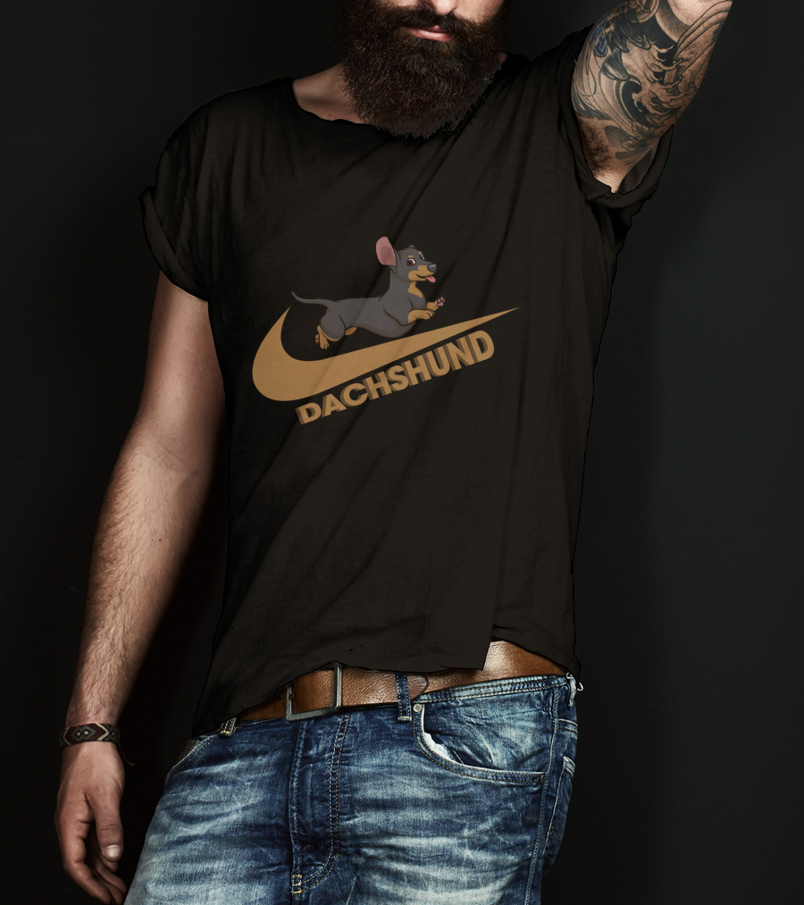 Dachshund Nike Jumping Dog Swoosh T-Shirt