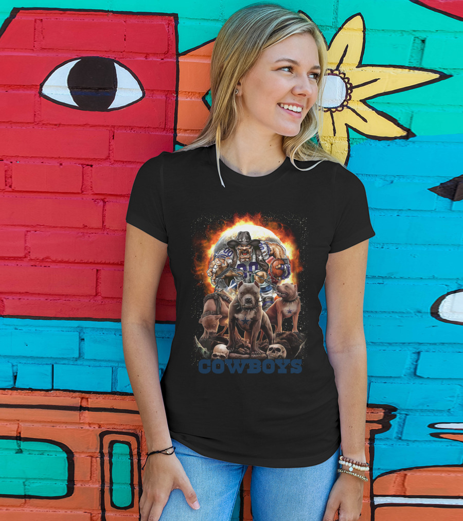 Cowboys Dh 49 Dc Football Team Graphic With Dogs And Skull Elements T-Shirt
