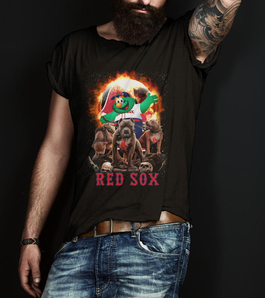 Boston Red Sox Wally Mascot With Fierce Bulldogs And Fiery T-Shirt
