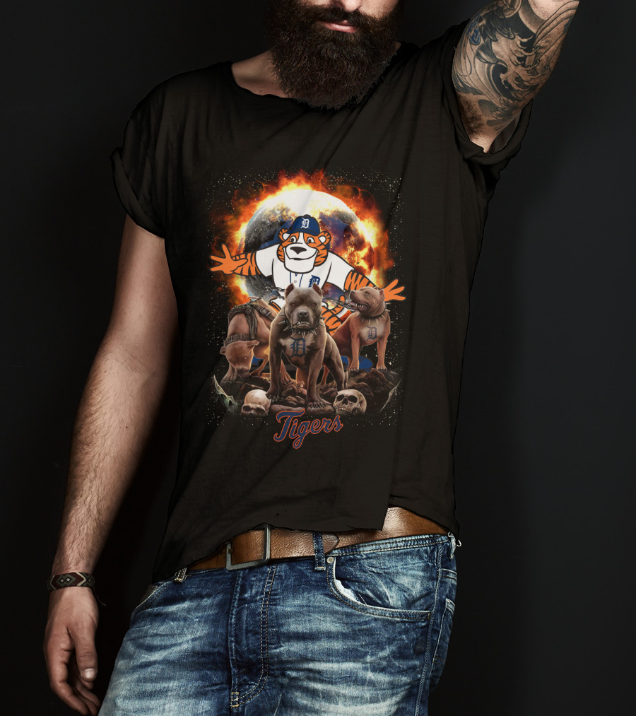 Tigers Dh 49 Detroit Bulldogs Skulls And Fire T-Shirt