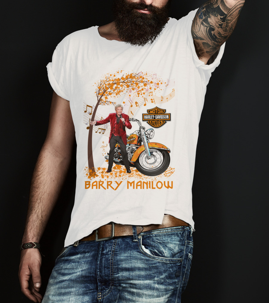 Barry Manilow Harley Davidson Motorcycle Musical Notes T-Shirt