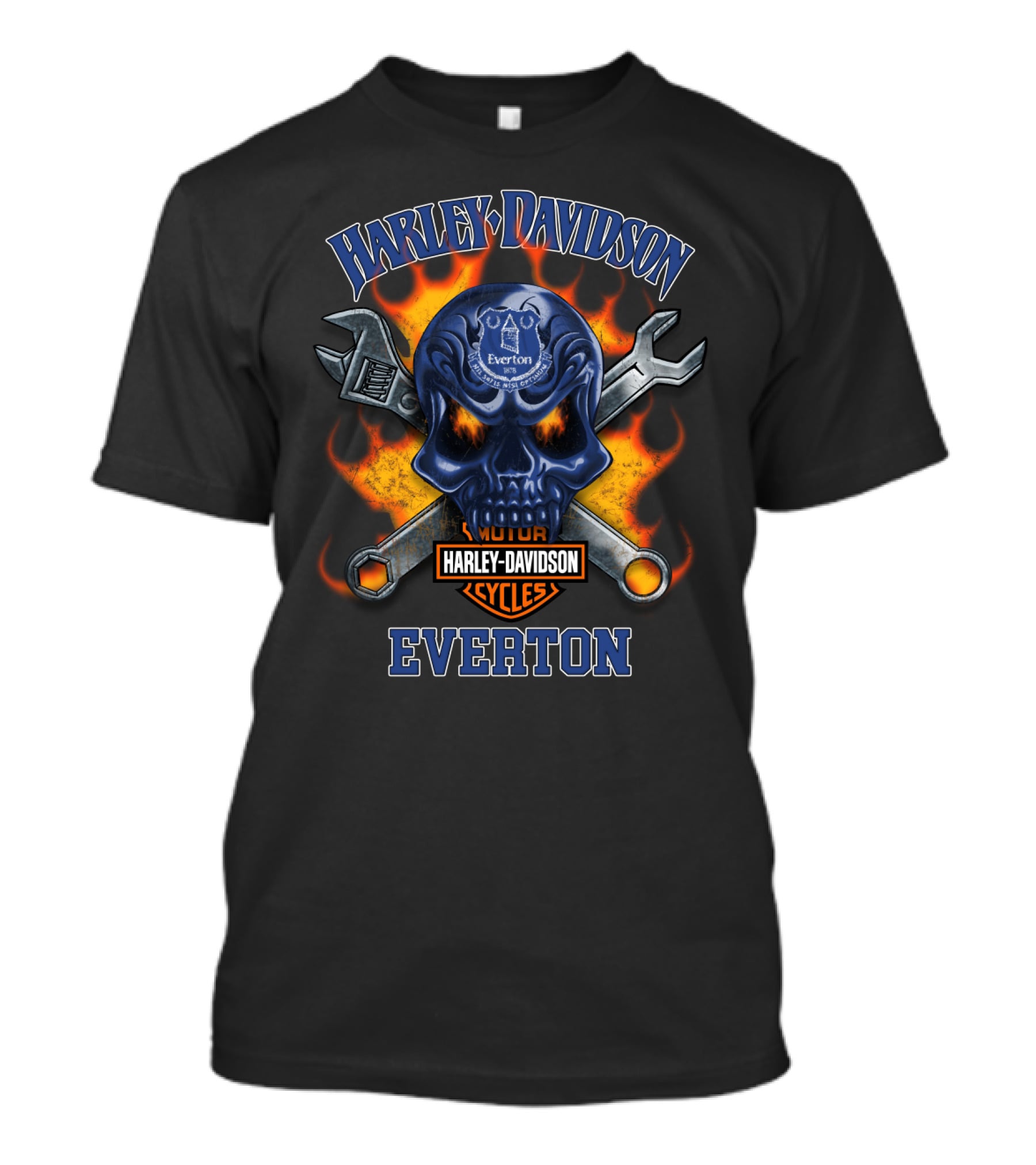 Harley Davidson Everton Skull With Tools And Flames T-Shirt