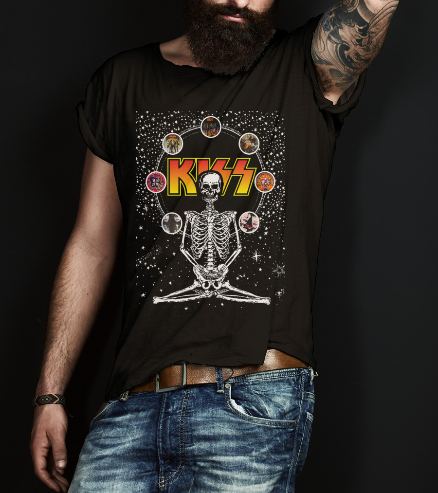 KISS Skeleton Galaxy DH 59 Album Circles T-Shirt